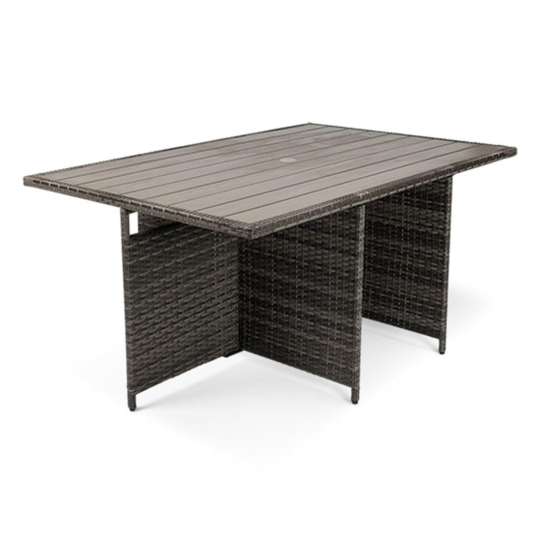 Cube 10 Seater Rattan Outdoor Dining Set - Grey Weave Polywood Top