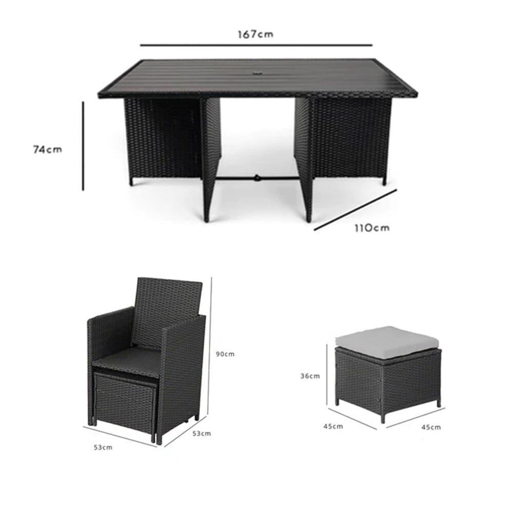 Cube 10 Seater Rattan Outdoor Dining Set - Natural Brown Weave Polywood Top