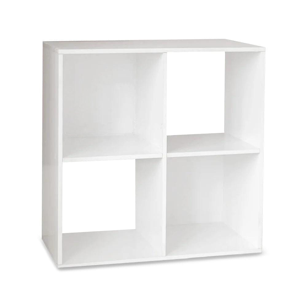 Cara 4 Cube Chalk White Bookcase Wooden Display Unit Shelving Storage Bookshelf Shelves - No Basket