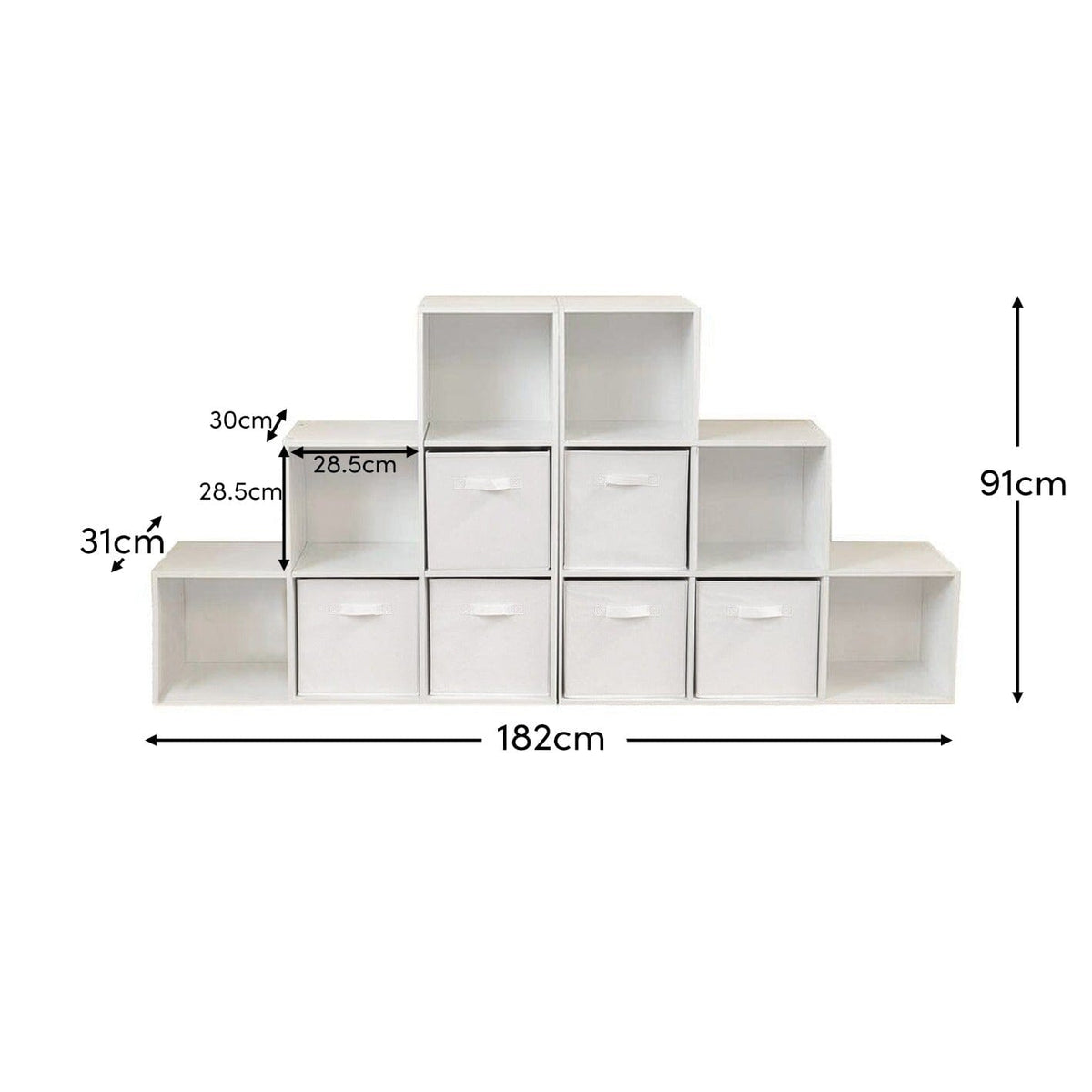 Cara 12 Cube Bookcase Ladder Storage Unit - Chalk White - Two 6 Cube Units