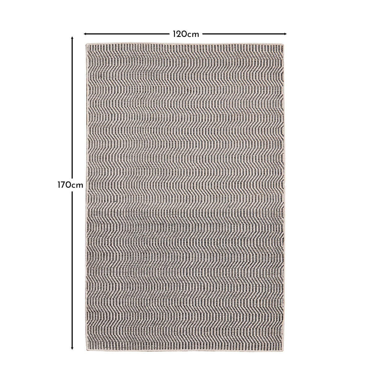 Alverton Clay & Black Geometric Wool with Cotton Rug - 120 x 170cm