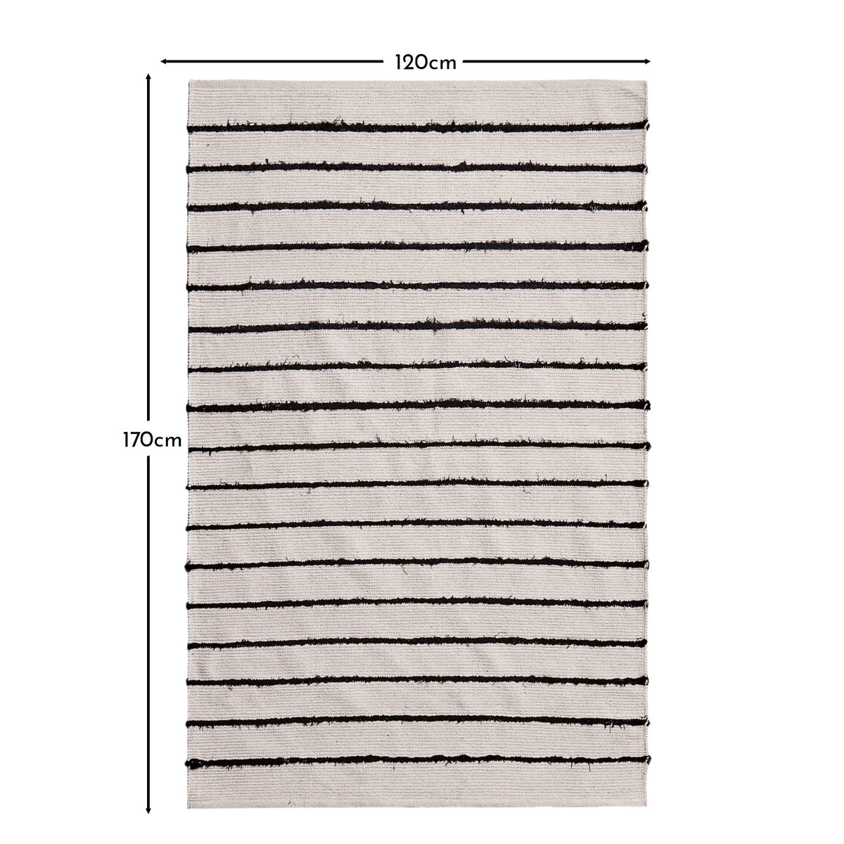 Evedon Black & Natural Striped Cotton Rug - 120 x 170cm