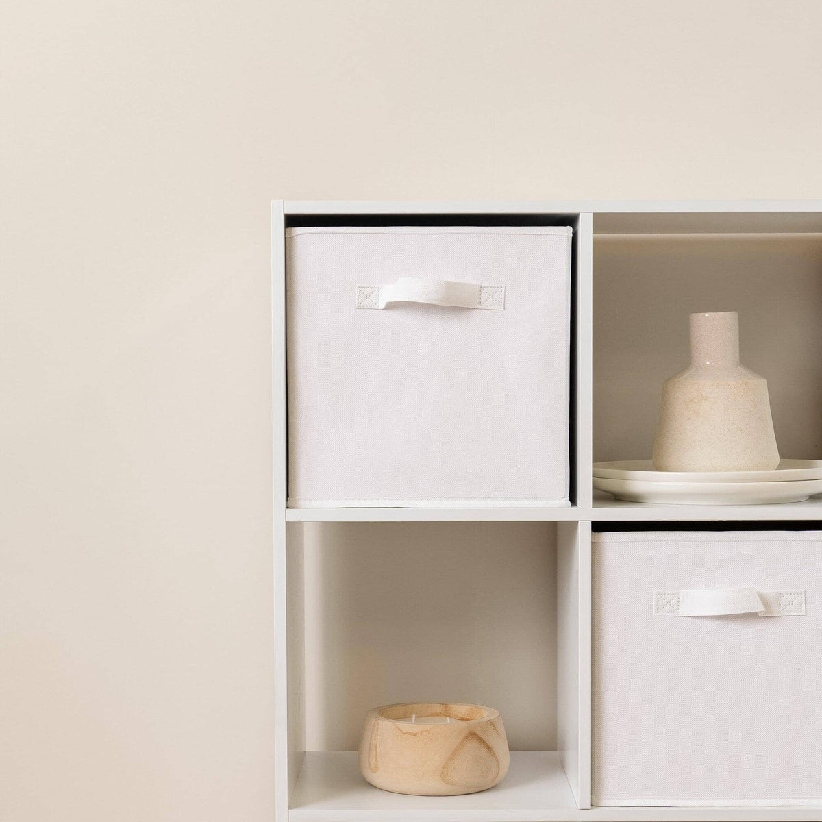 Cara 16 Cube Storage Unit - Chalk White - Two 8x2 Units - White Basket