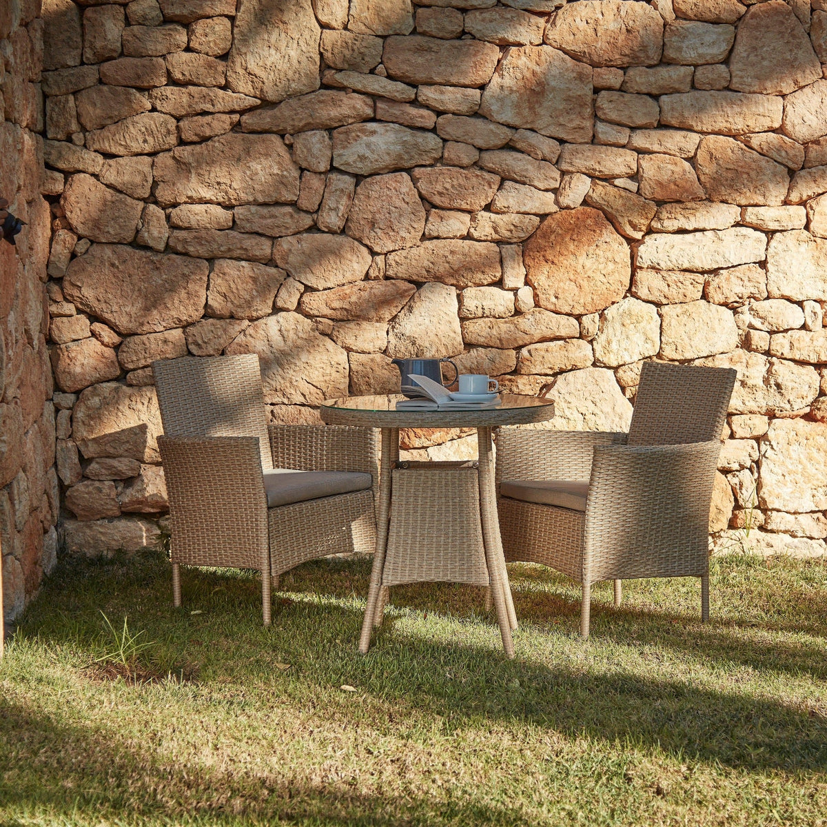 Kemble/Marston Outdoor Stackable Chair - Natural Brown - Set of 2