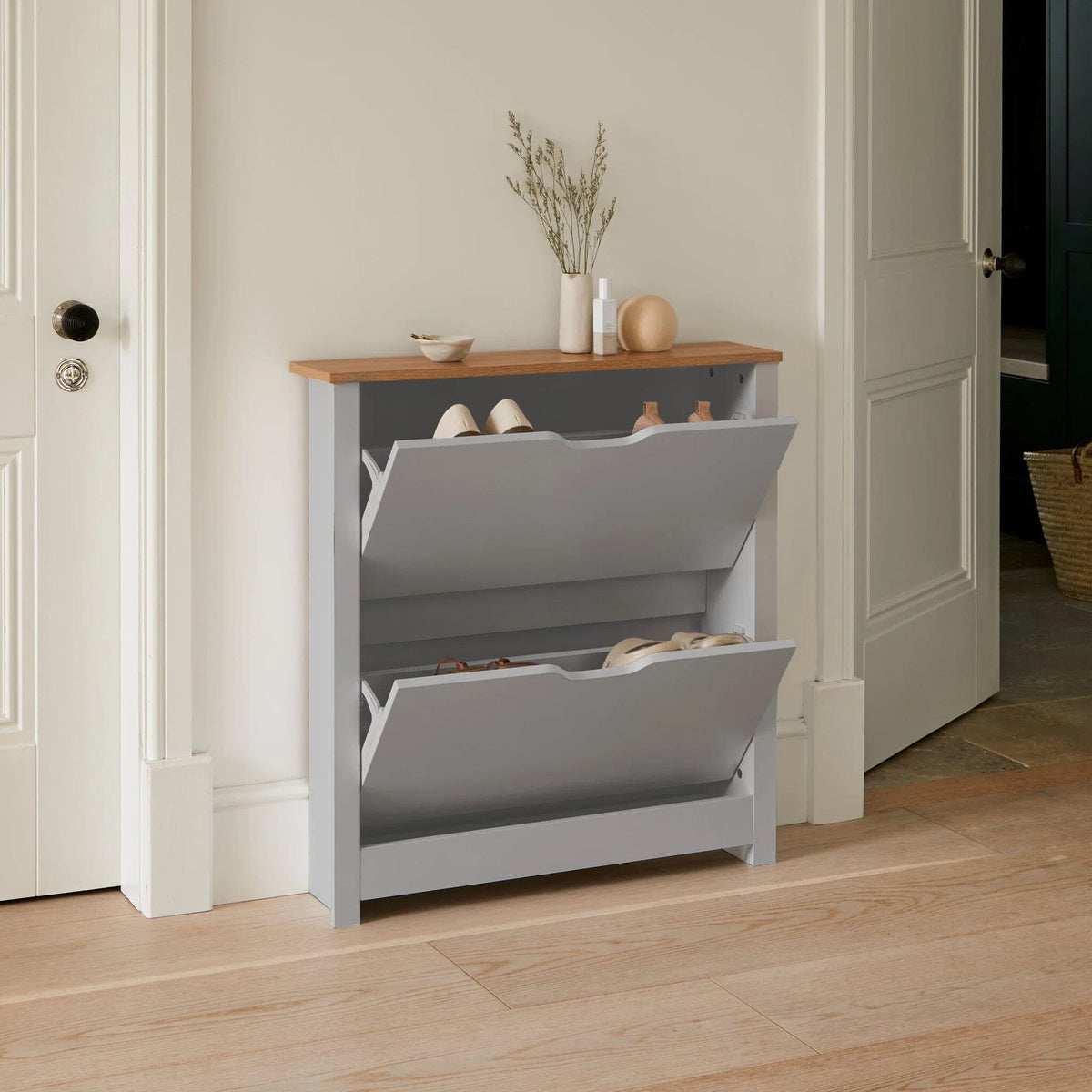 Windsor Shoe Cabinet - 2 Door - Grey