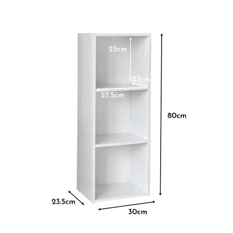 Cara 3 Tier Chalk White Cube Storage Unit - White Baskets