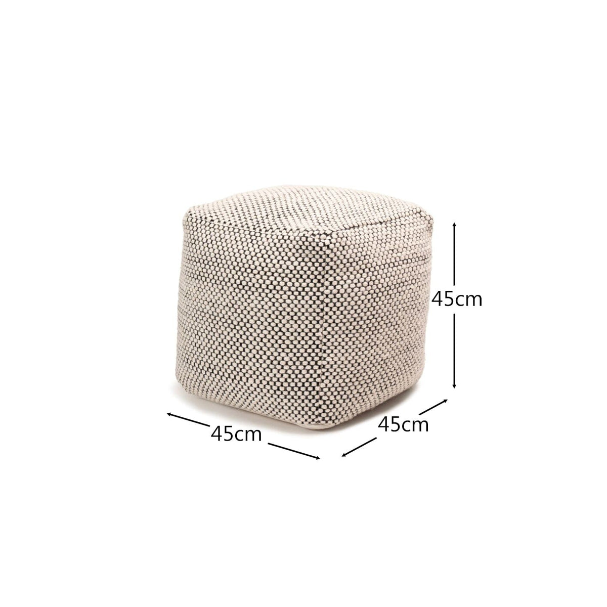 OUTLET - Atcham Wool & Cotton Ottoman Stool - Black/Natural