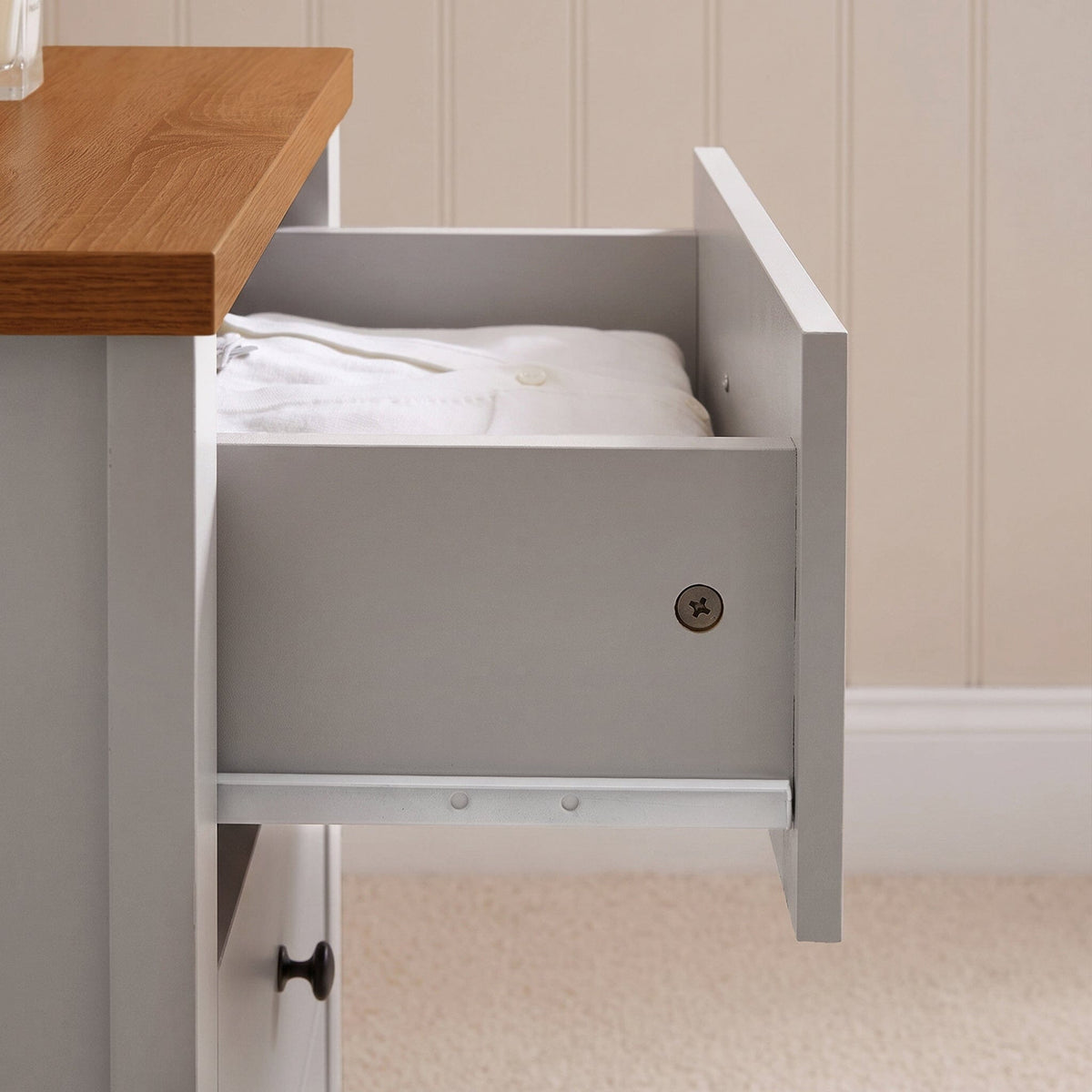 Bampton 5 Drawer Tallboy - Stone Grey