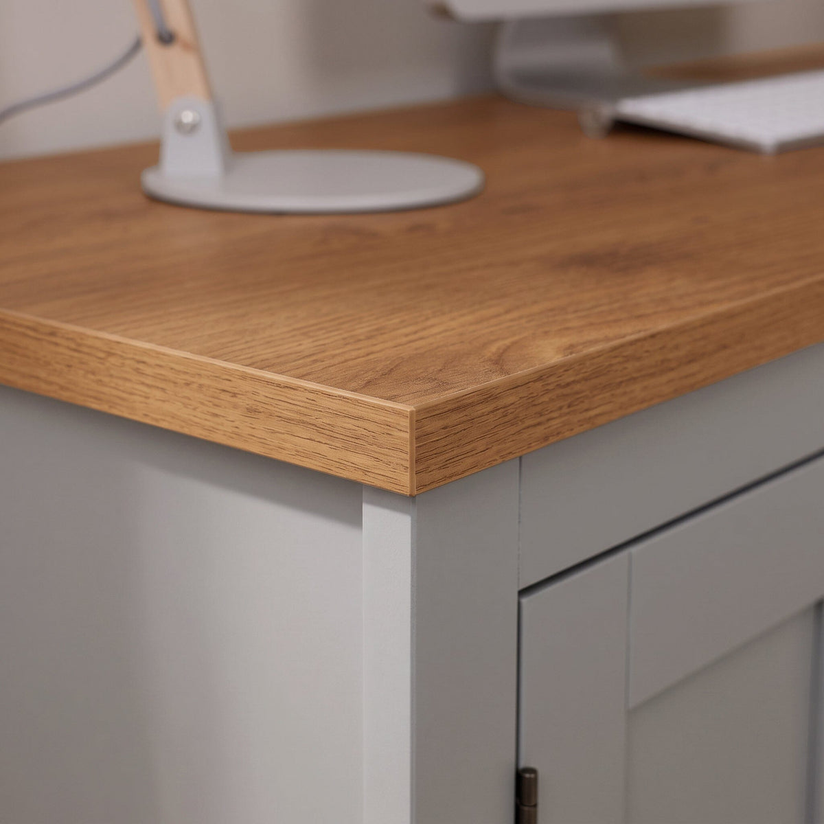 Bampton 3 Drawer Desk - Stone Grey