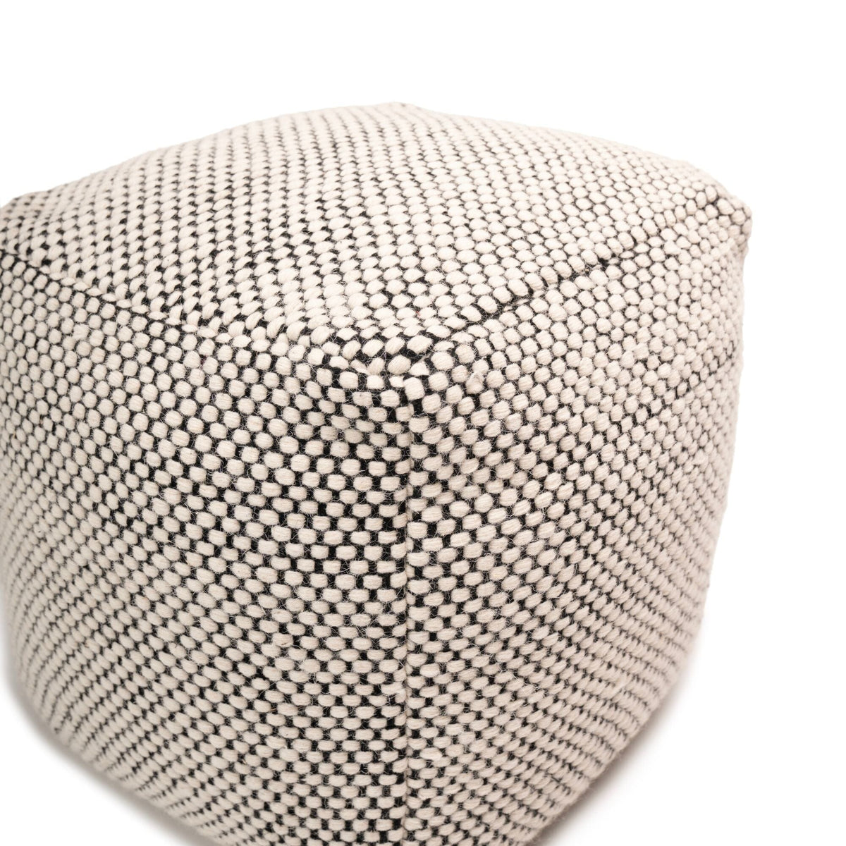OUTLET - Atcham Wool & Cotton Ottoman Stool - Black/Natural