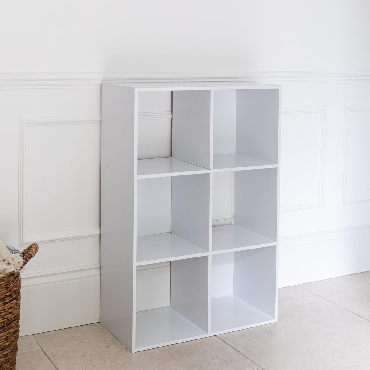 OUTLET - 6 Cube White Bookcase Wooden Display Unit Shelving Storage Bookshelf Shelves - No Basket