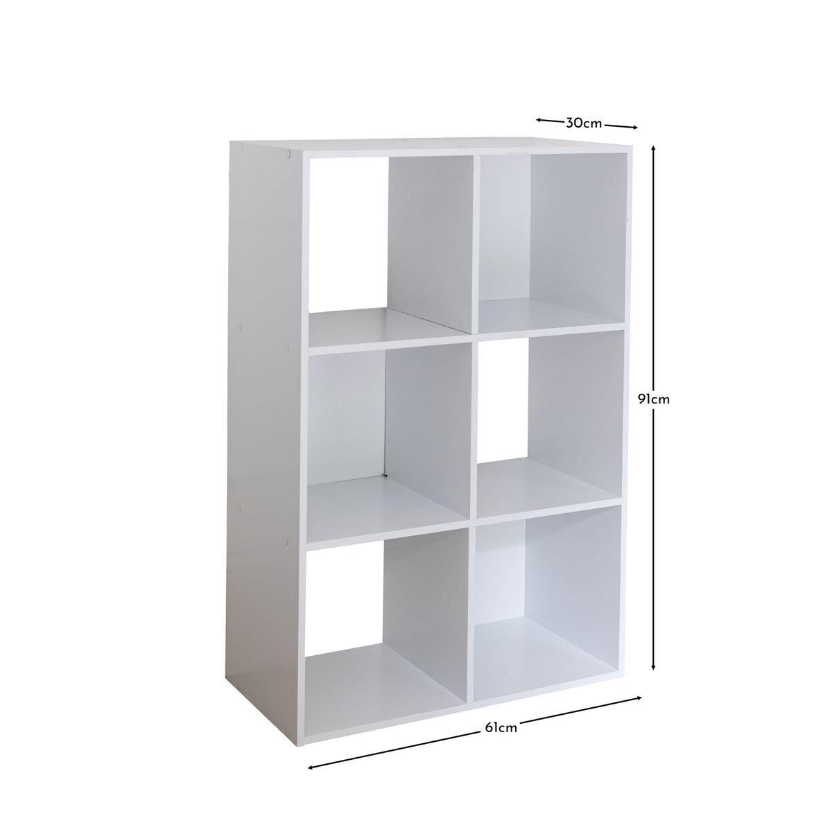 OUTLET - 6 Cube White Bookcase Wooden Display Unit Shelving Storage Bookshelf Shelves - No Basket