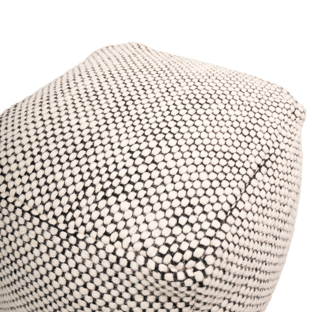 OUTLET - Atcham Wool & Cotton Ottoman Stool - Black/Natural