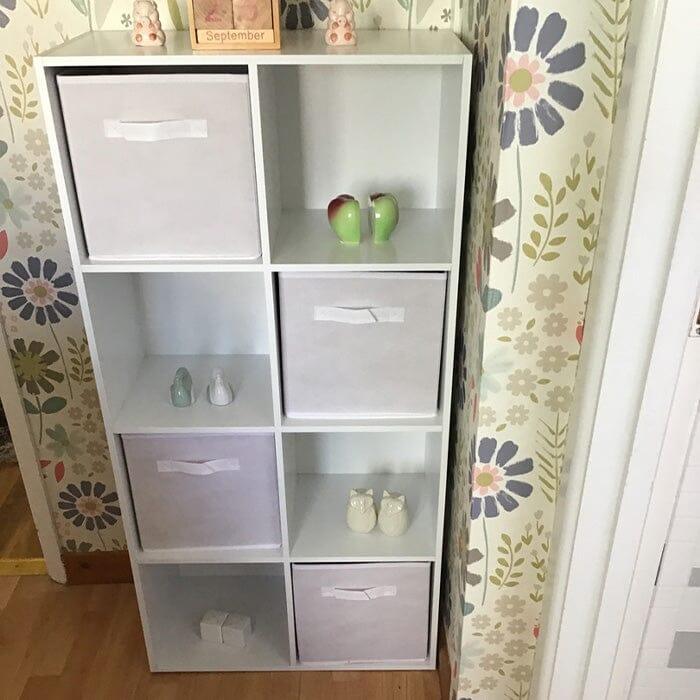 Cara 8 Cube Shelf Unit & 4 Chalk White Handled Box Drawers