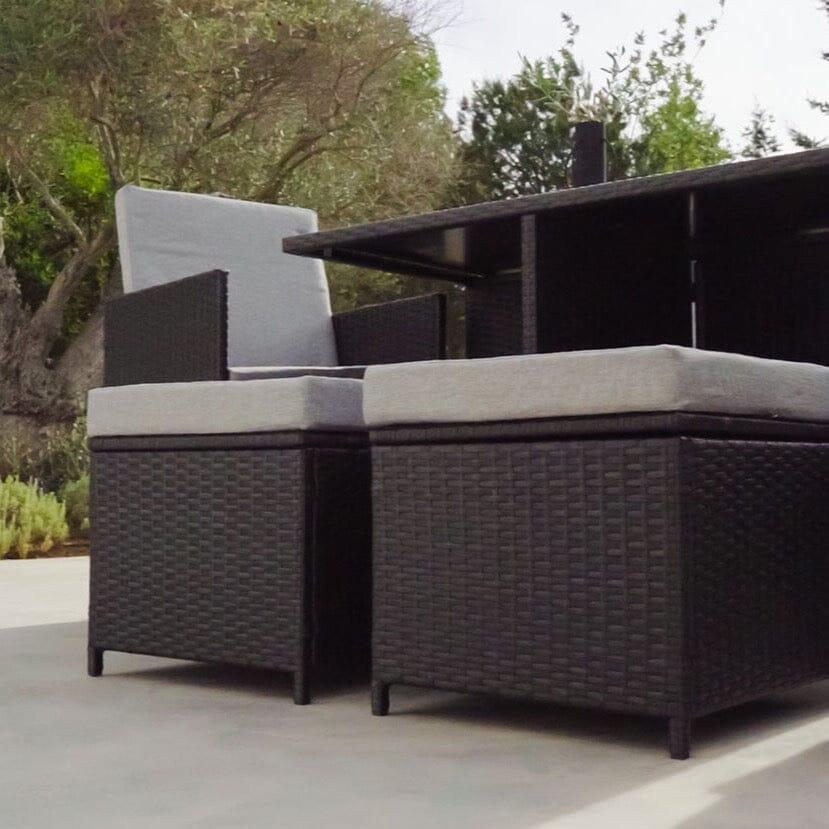 Outlet - 8 Seater Rattan Cube Outdoor Dining Set - Black Weave