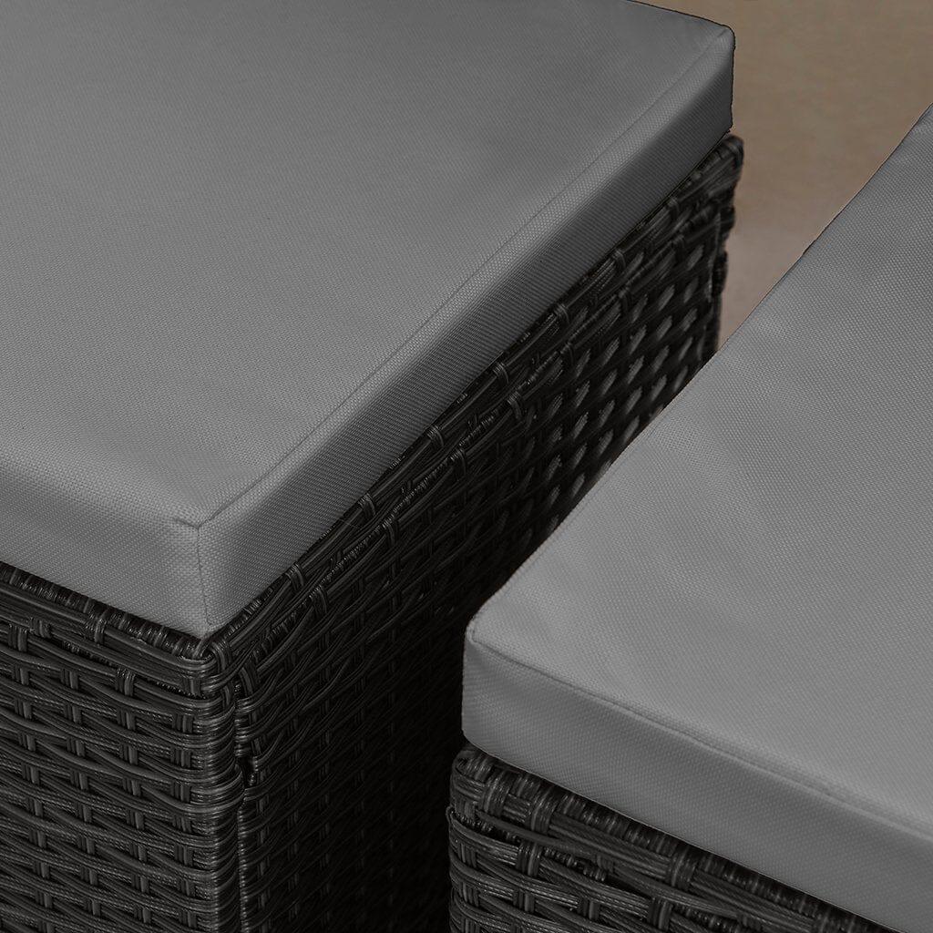 OUTLET - Cube 8 Seater Rattan Outdoor Dining Set - Black Weave Polywood Top