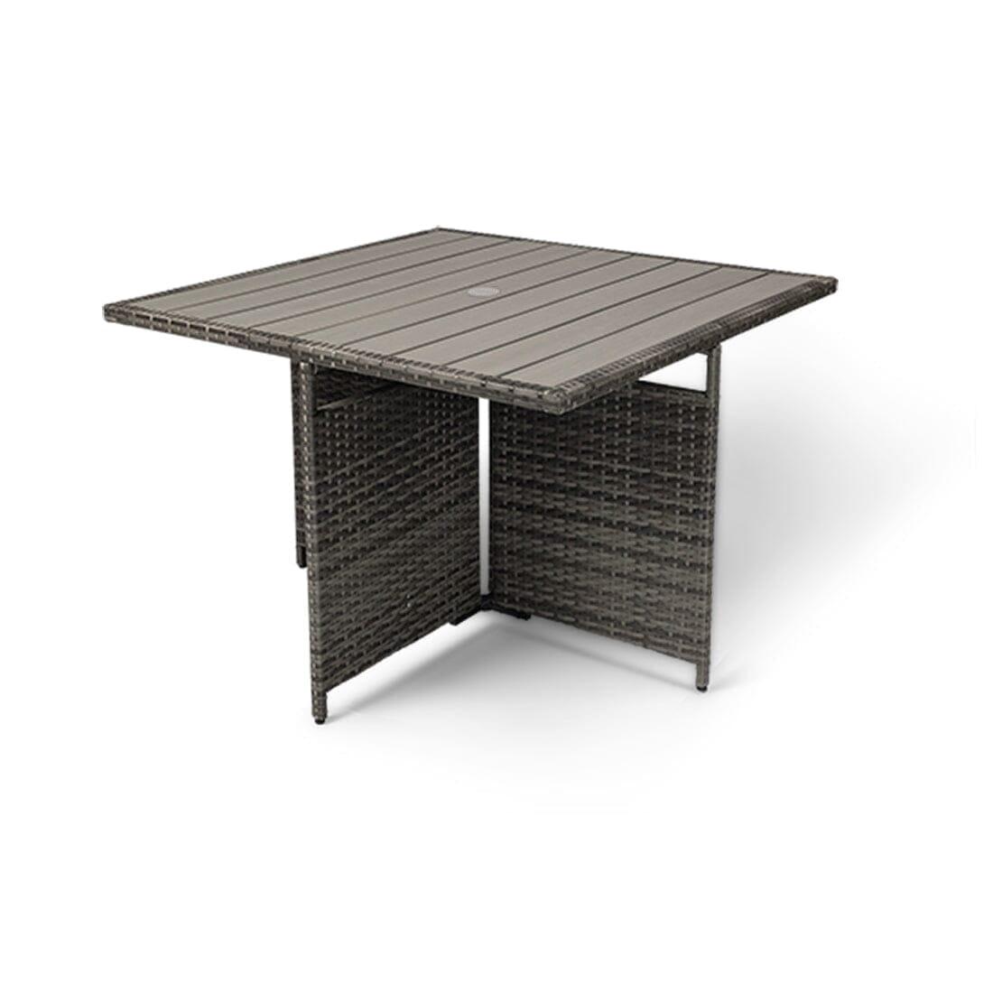 Cube 8 Seater Rattan Outdoor Dining Set - Grey Weave Polywood Top