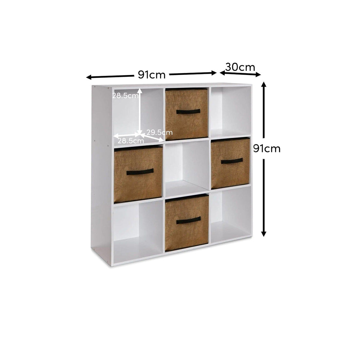 Cara 9 Cube Storage Unit & 4 Jute Handled Box Drawers