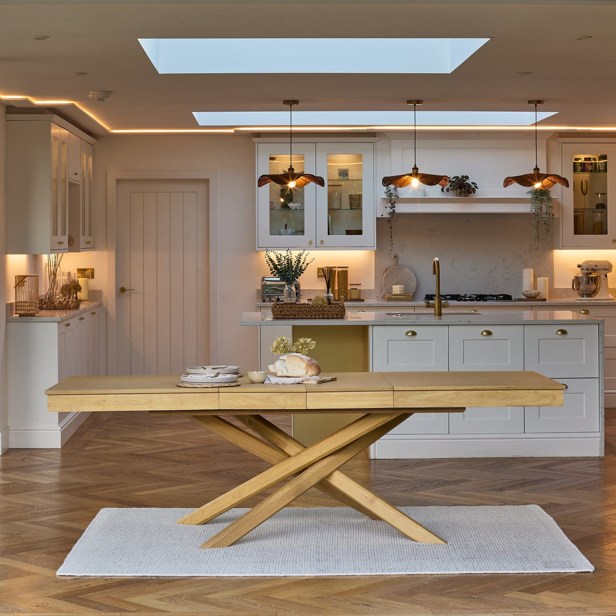 Amelia Pale Oak Wood Dining Table - Extendable
