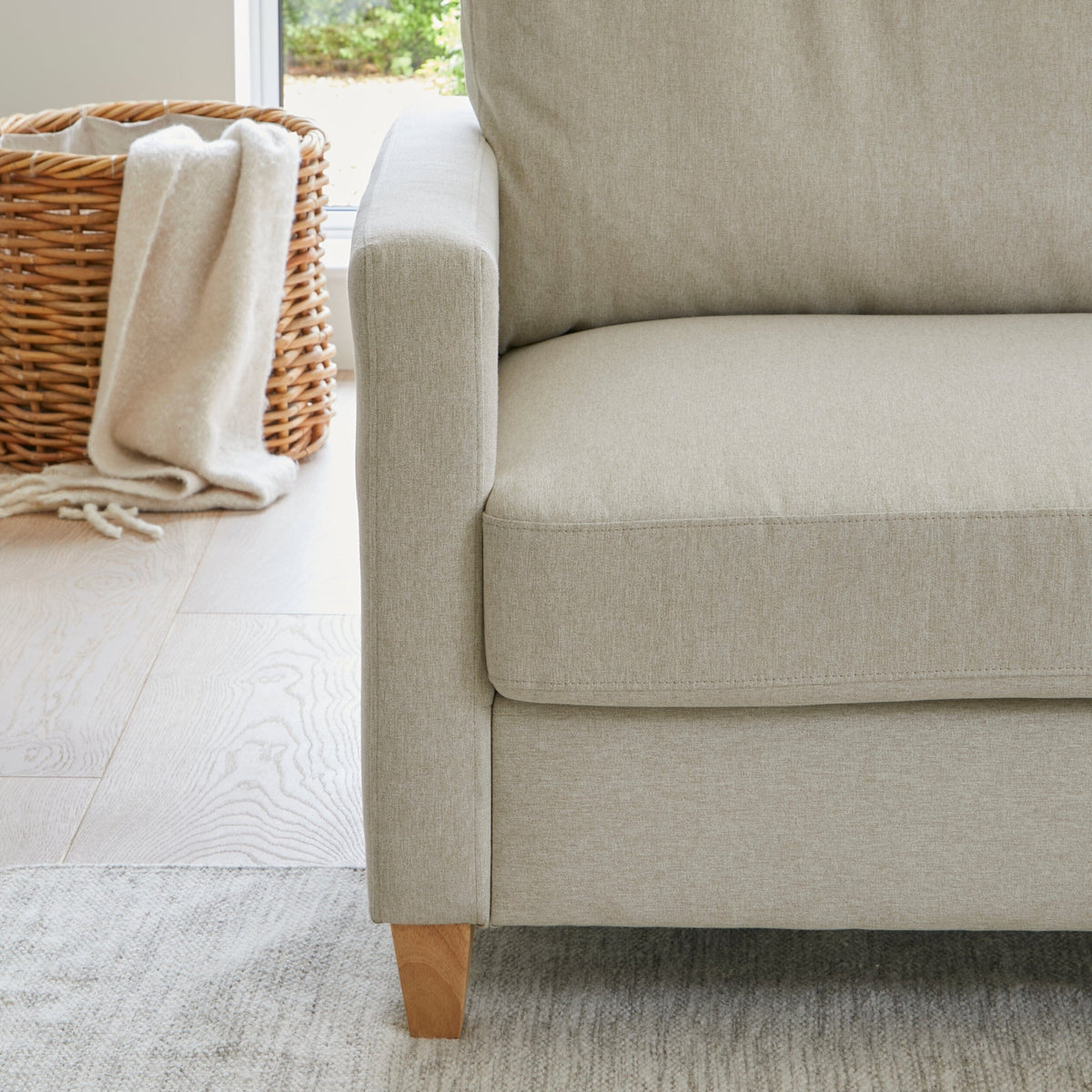 Ava Corner Sofa - Sand with Pale Oak Legs