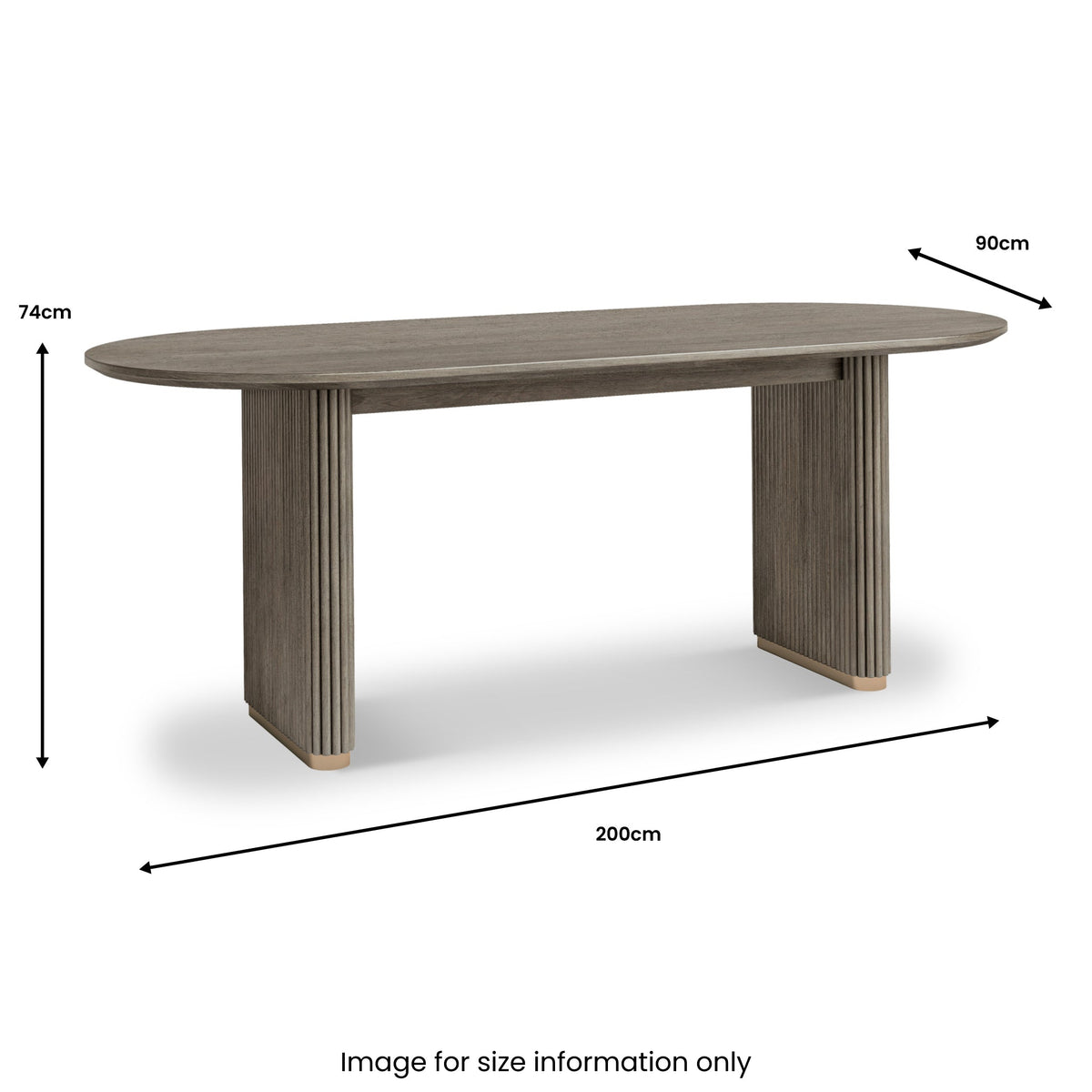 Amelie Grey 200cm Fluted Oval Dining Table