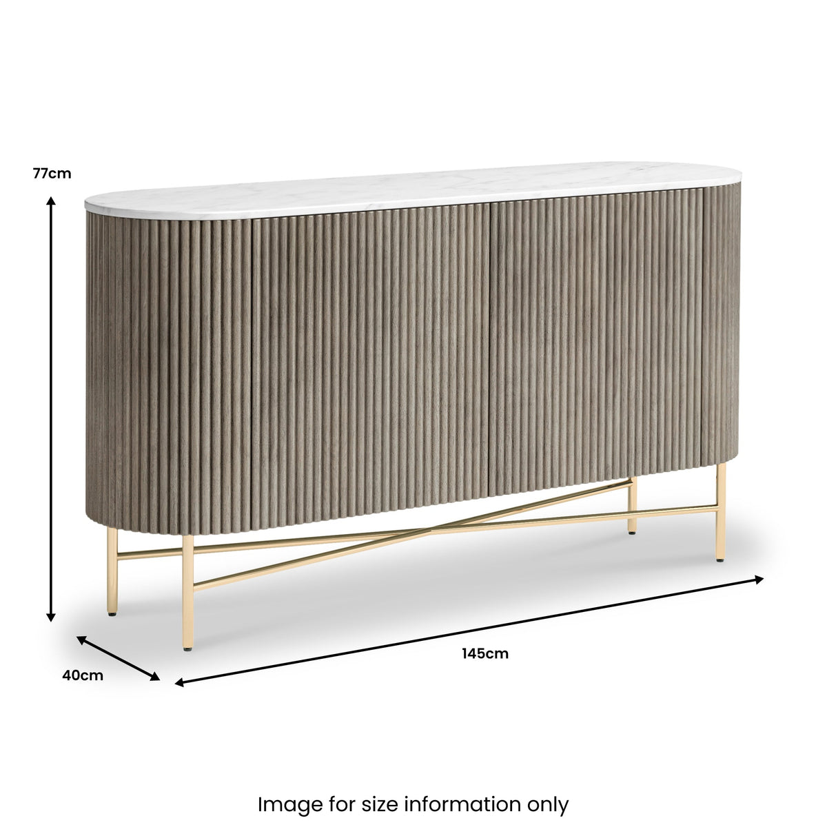 Amelie Grey Fluted Large Sideboard
