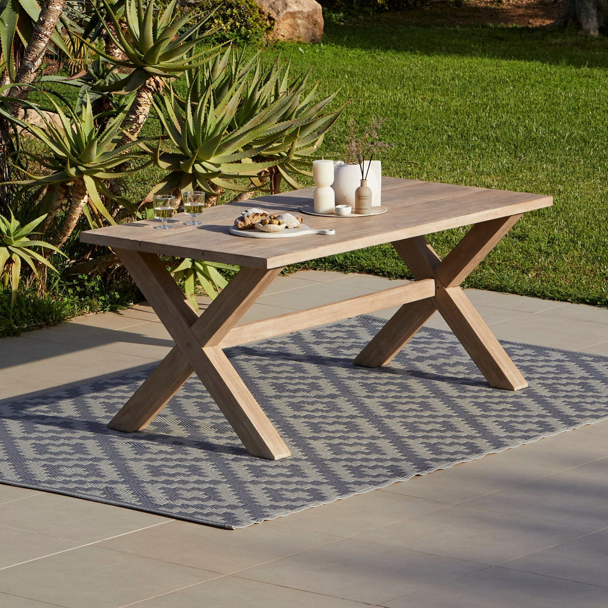 Charlotte 6 Seater Wooden Garden Dining Set with 6 Imani Dining Chairs - Whitewash