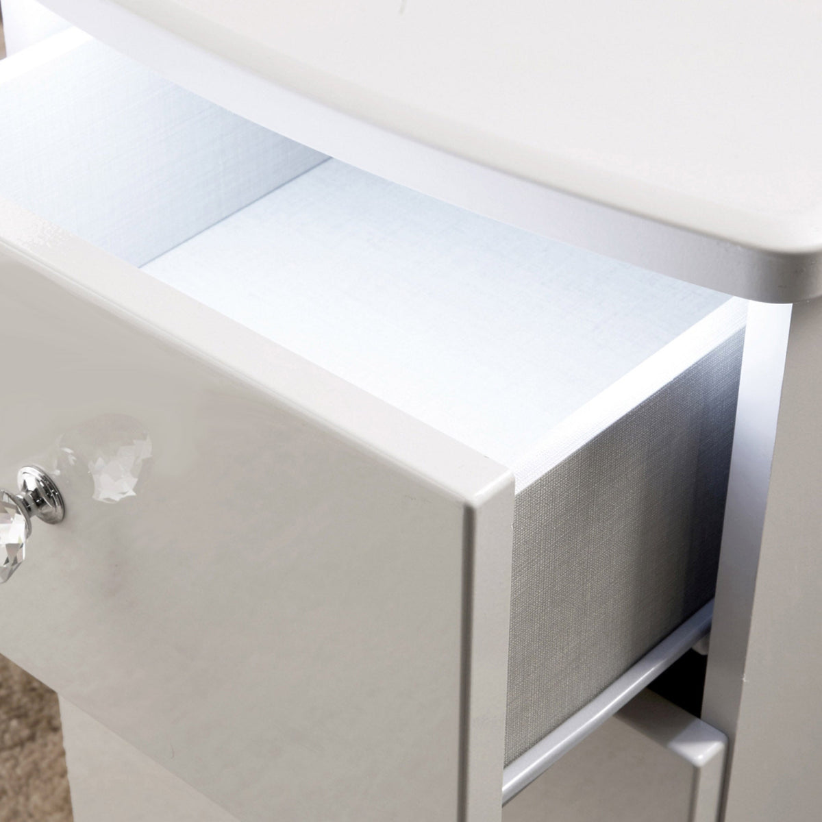 Aria White Gloss with LED Lighting 4 Drawer Deep Chest