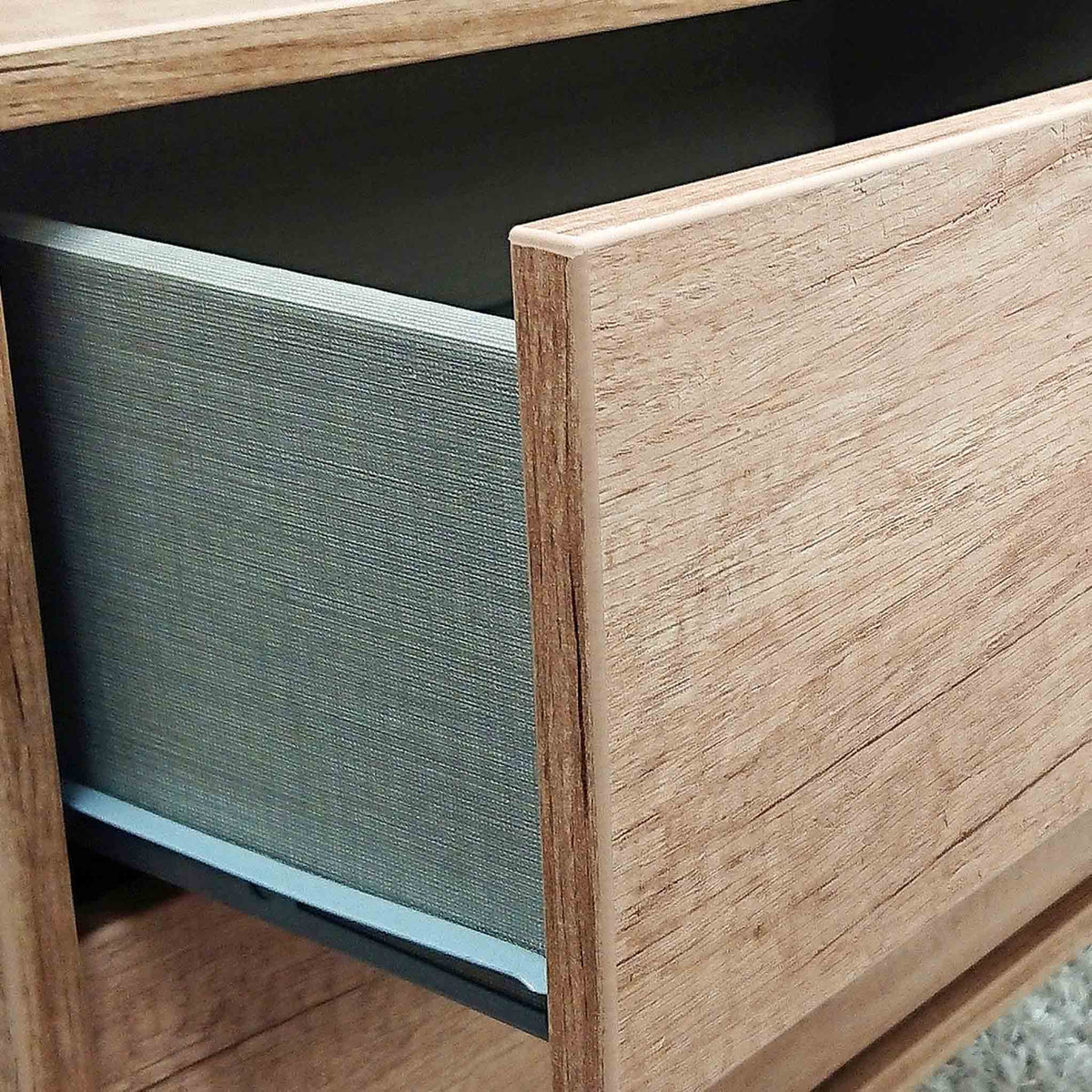 Asher Light Oak 2 Drawer Bedside Table with Black Legs
