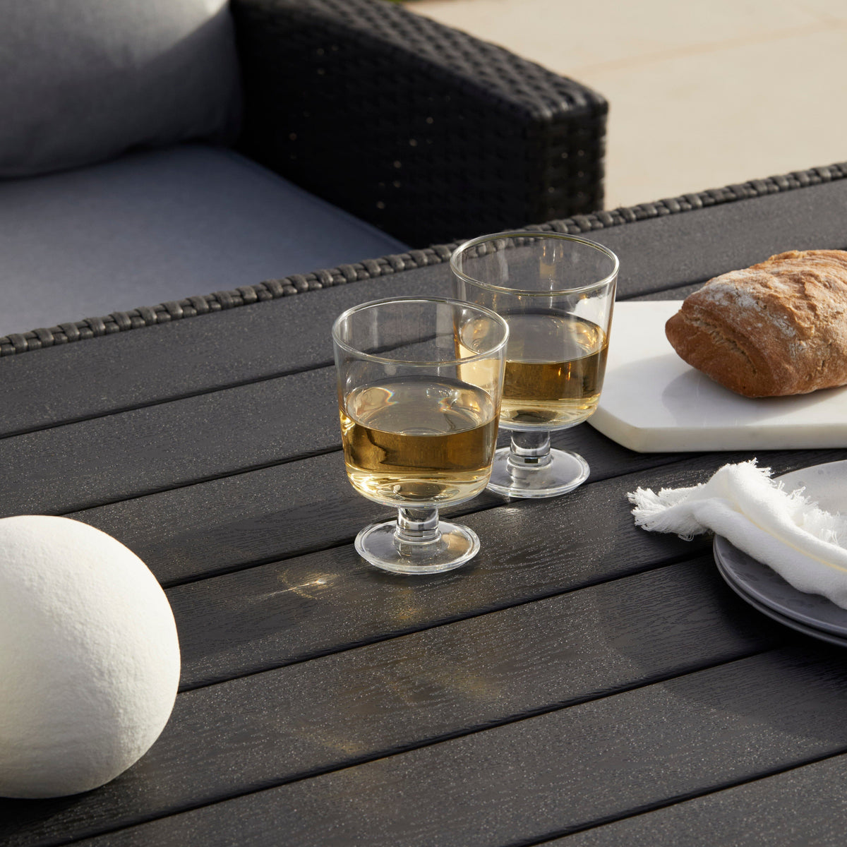 Aston 9 Seater Outdoor Sofa Dining Set with Polywood Table Top - Black