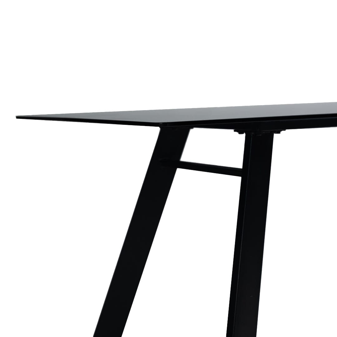 Atlas Smoked Glass Dining Table - Metal Legs