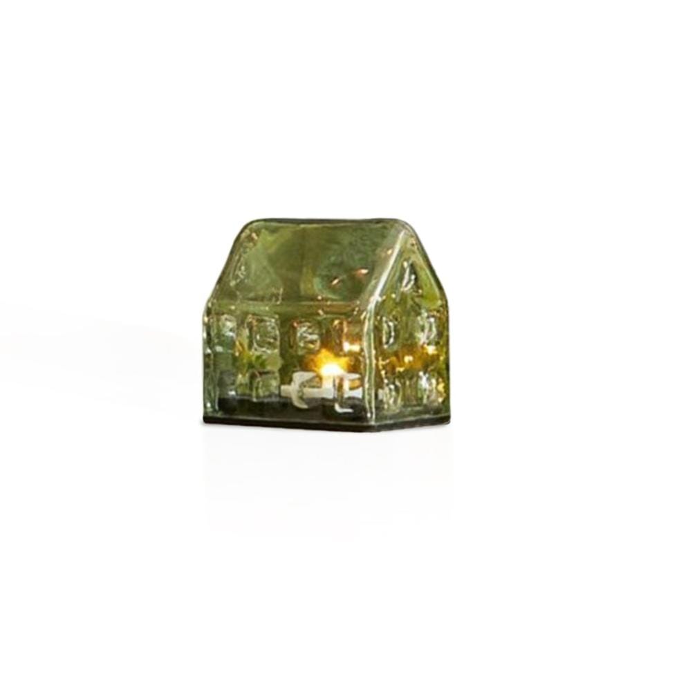 Brockley 8cm Glass LED Light Up House - Clear