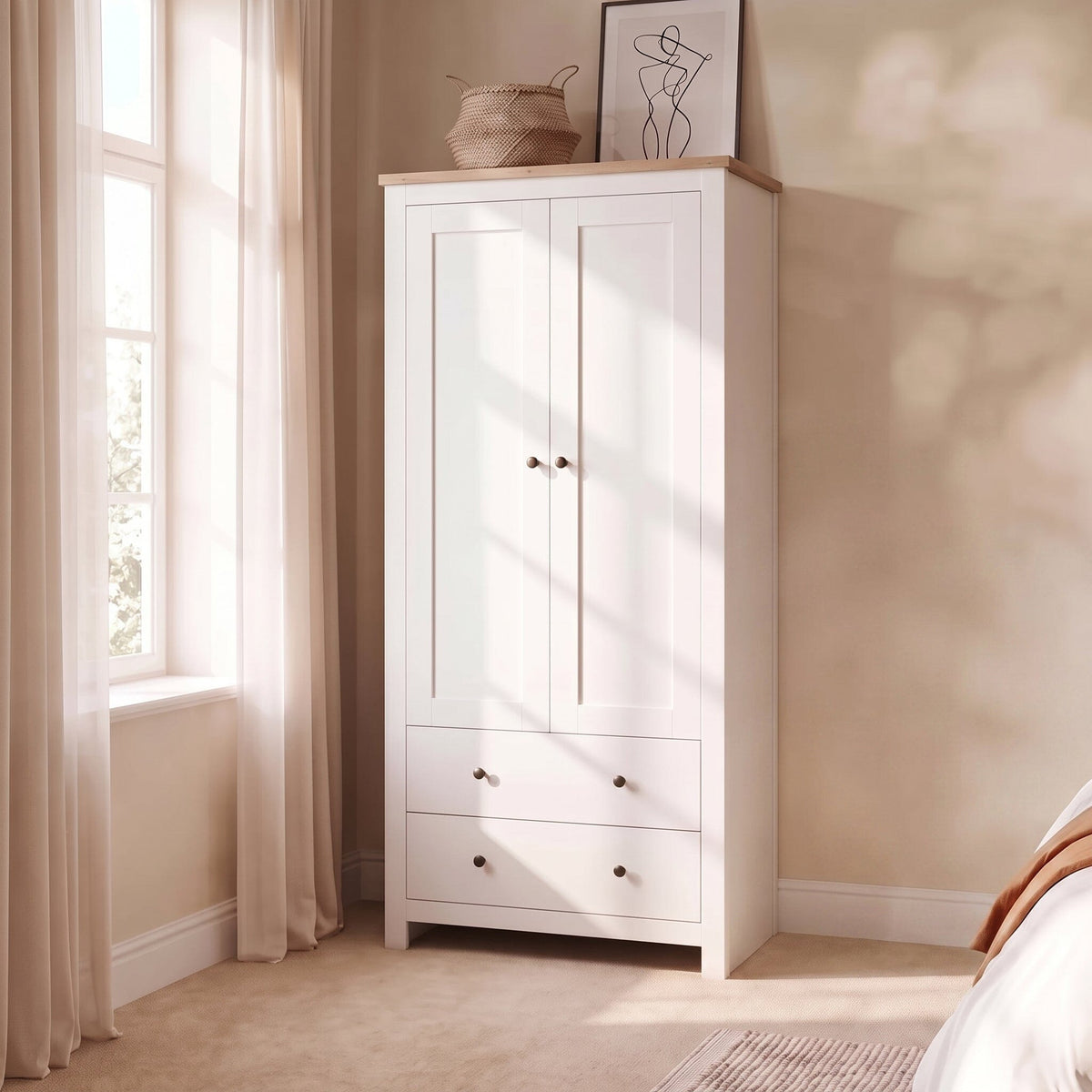 OUTLET - Bampton Double Wardrobe - Alabaster White
