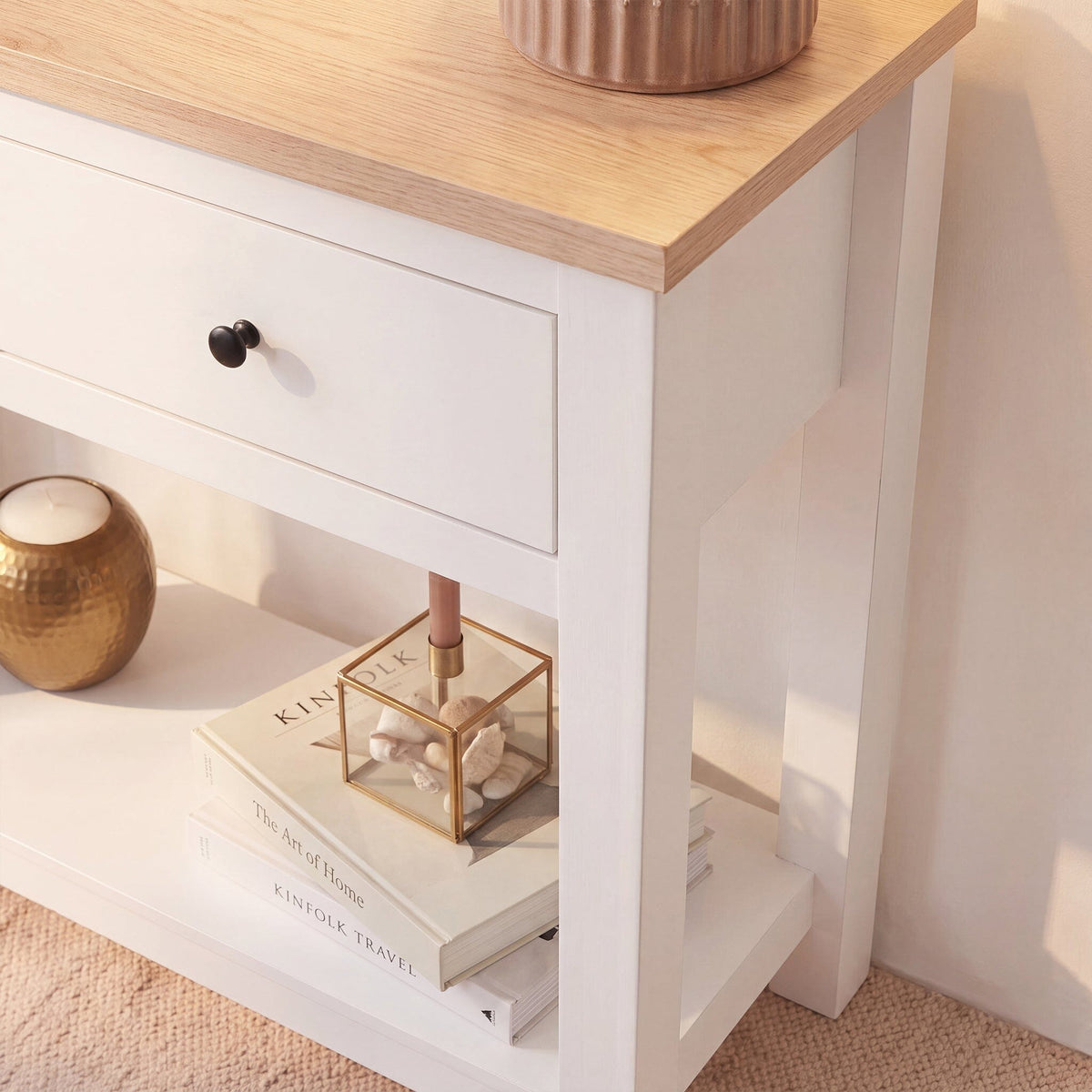 Bampton Alabaster White 2 Drawer Console Table