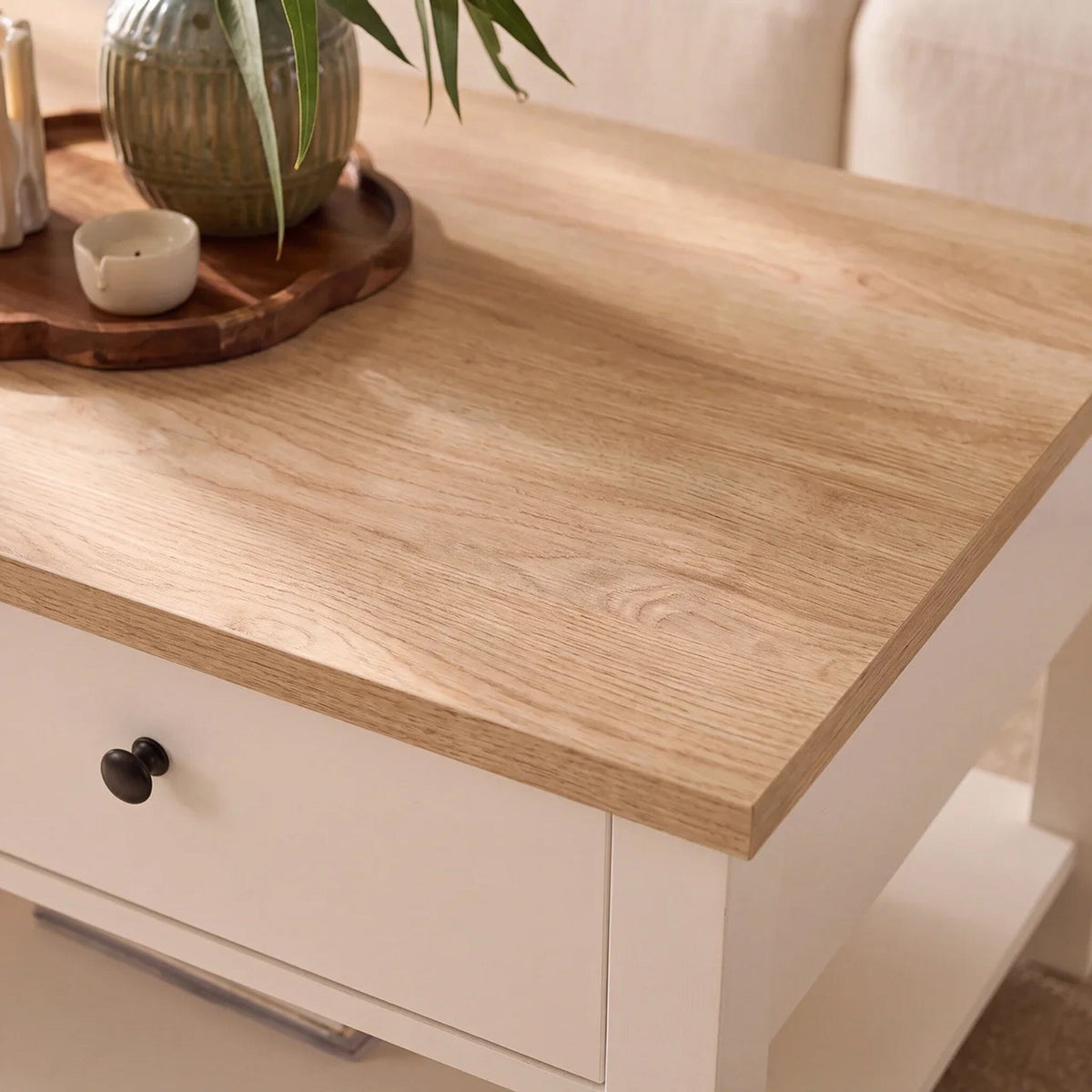 Bampton Alabaster White Coffee Table with Storage