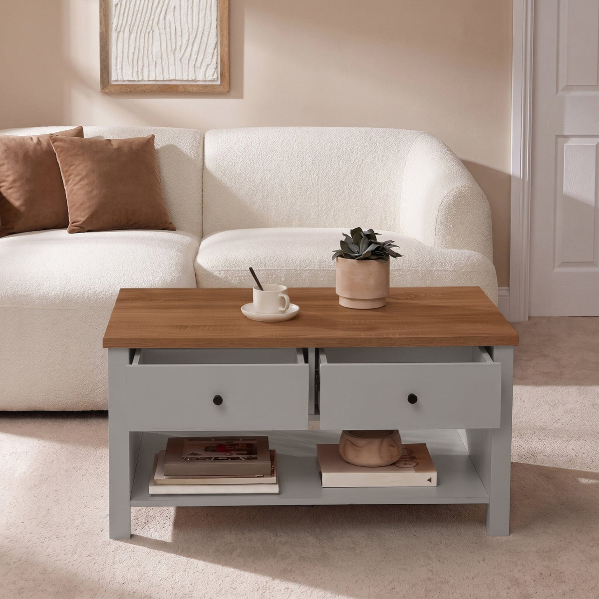 Bampton Stone Grey Coffee Table with Storage