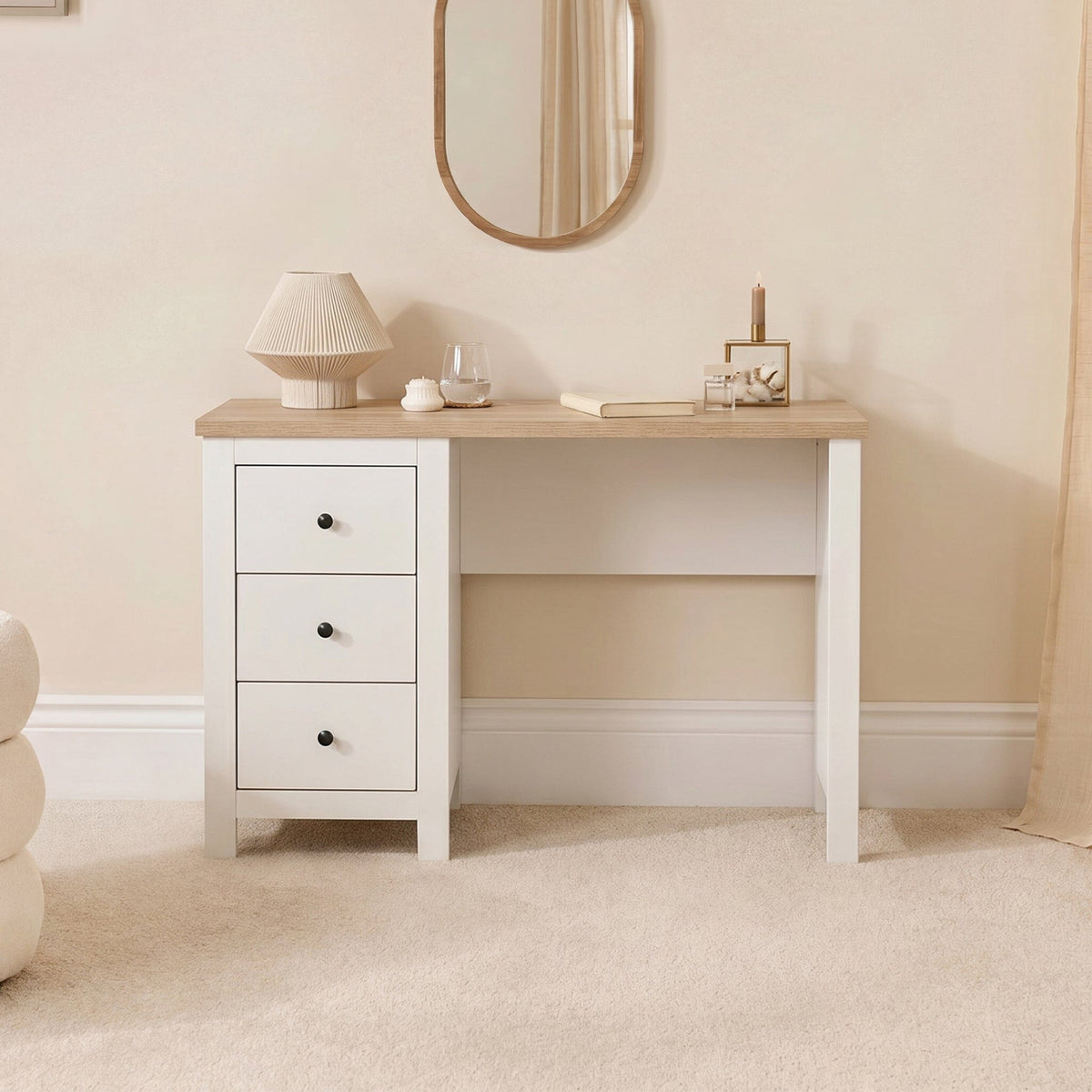 Outlet - Bampton Dressing Table with Drawers - White