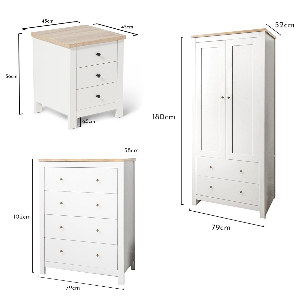 Bampton 4 Piece Bedroom Set - Chest of 4 Drawers - Alabaster White
