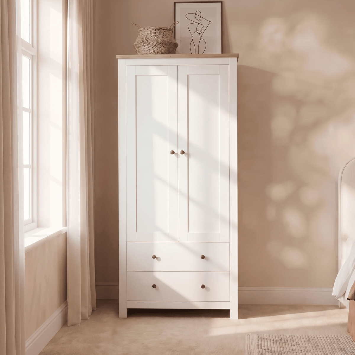 Bampton 4 Piece Bedroom Set - Chest of 4 Drawers - Alabaster White