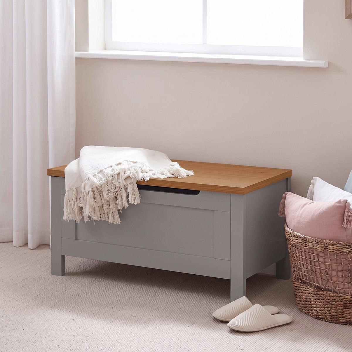 Bampton Blanket Box - Stone Grey