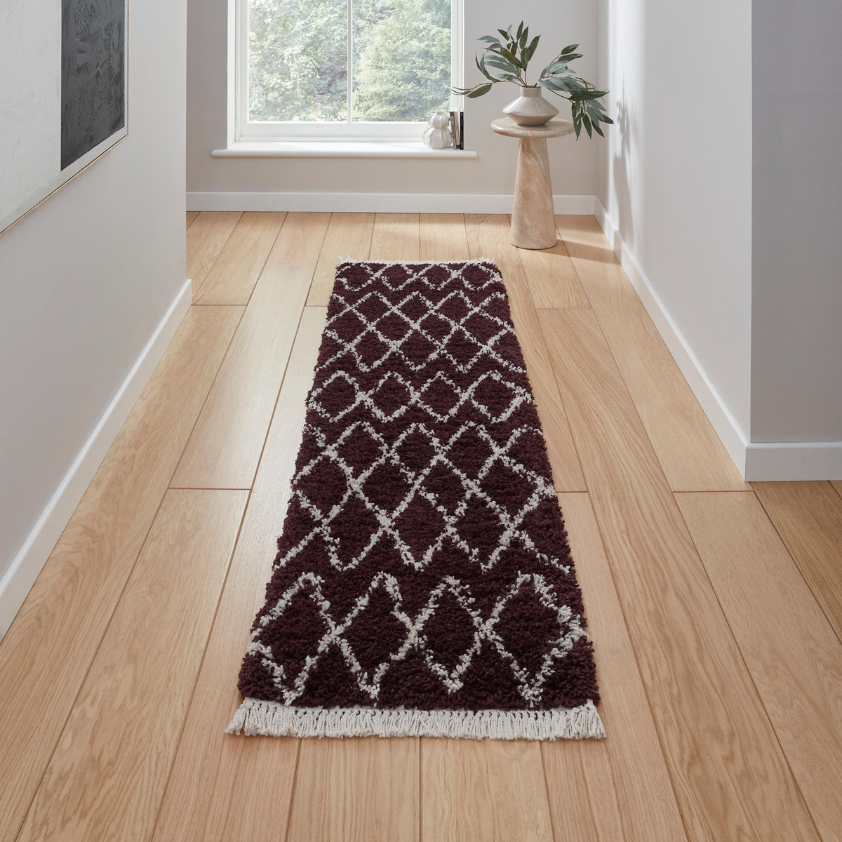 Edie Boho Diamond Shaggy Rug
