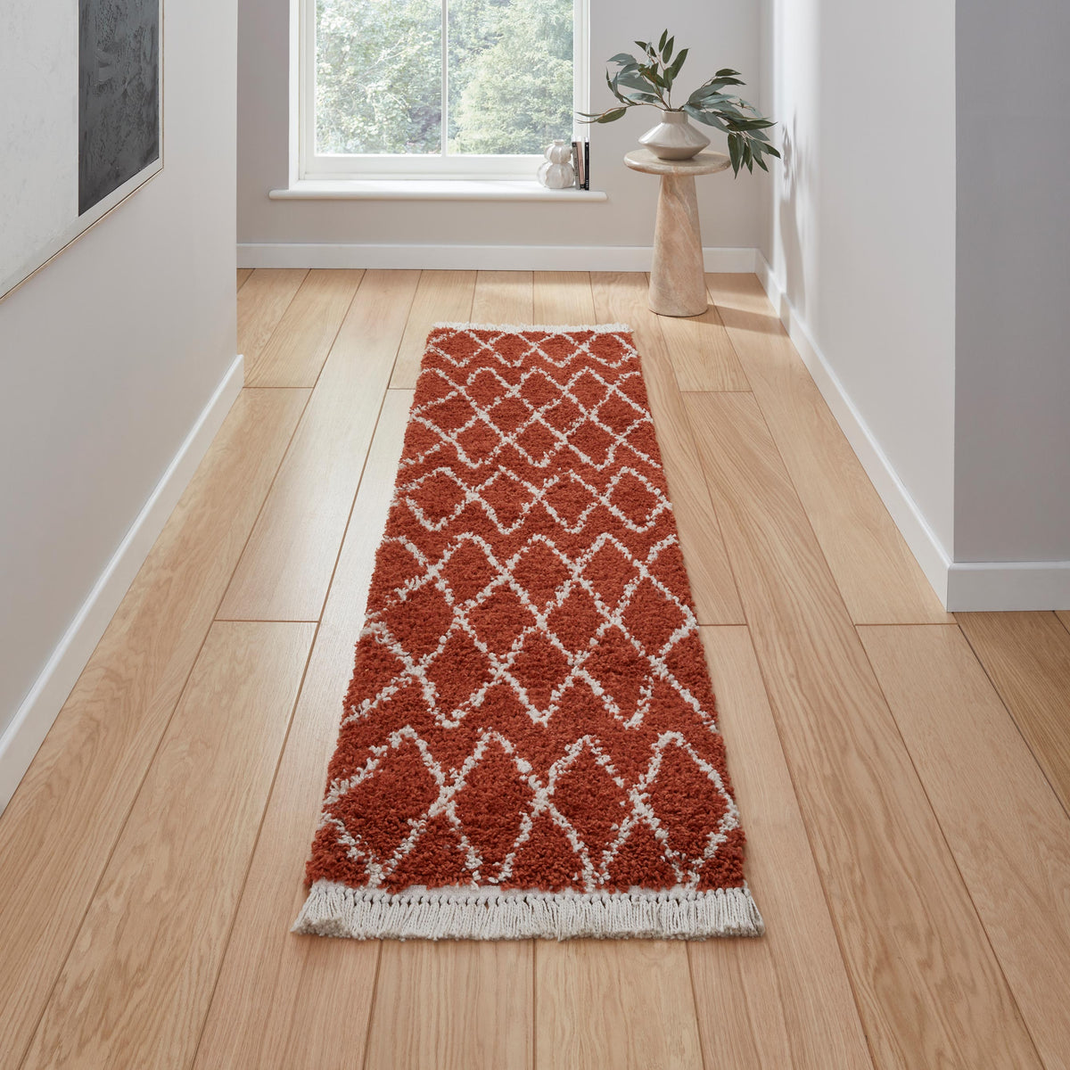 Edie Boho Diamond Shaggy Rug