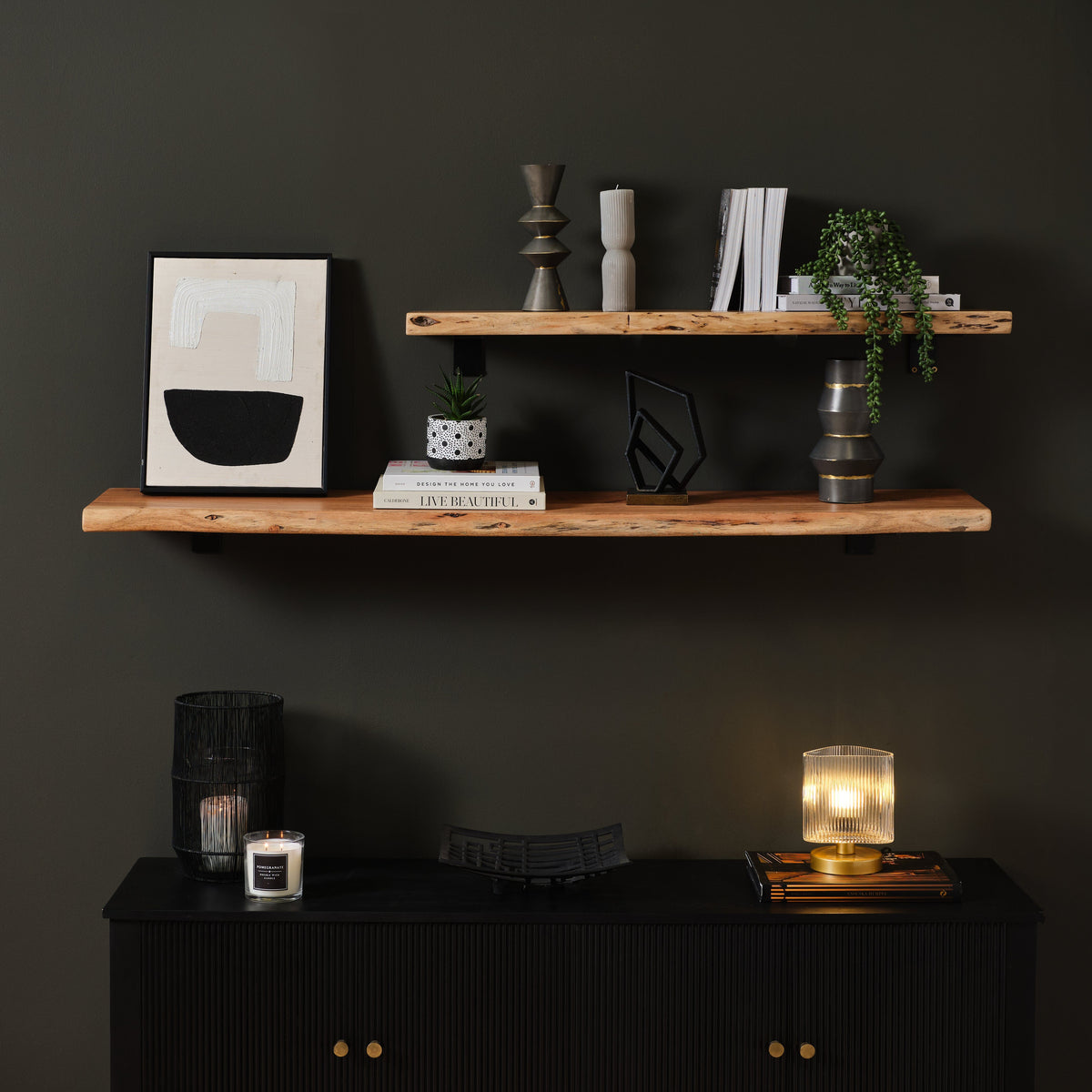Outlet - Bosco Natural Acacia Wall Shelf - 150cm
