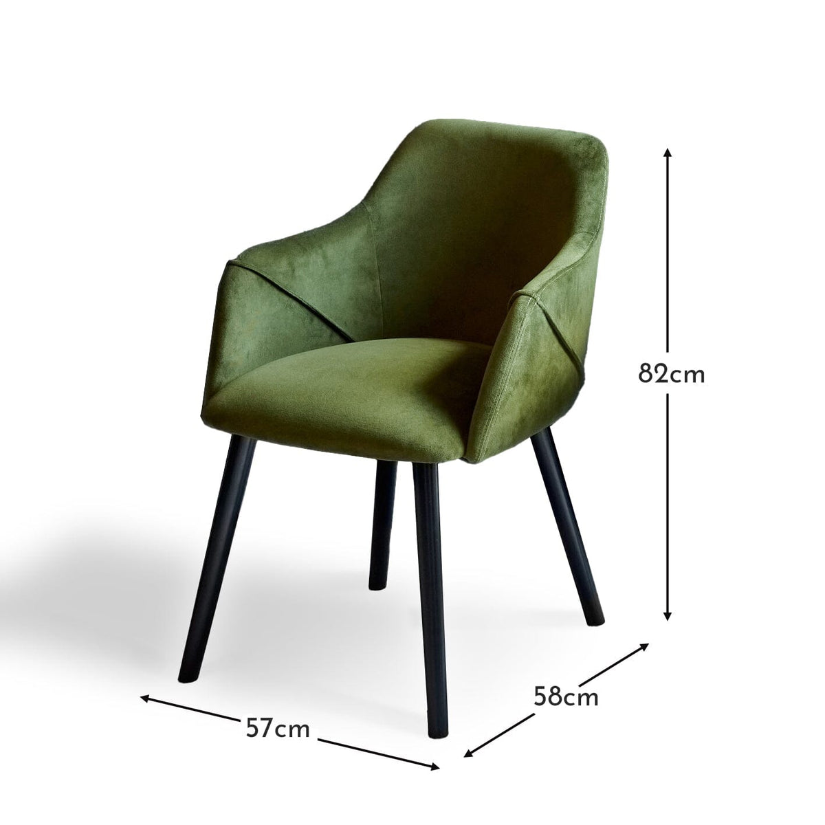 Freya Fern Green Armchairs - Set of 2 - Black Oak Legs