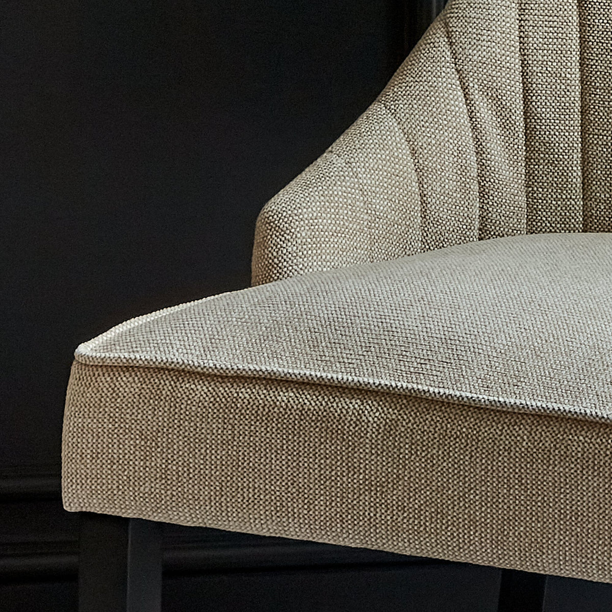 Nadine Marl Taupe Dining Chairs - Set of 2 - Black Legs