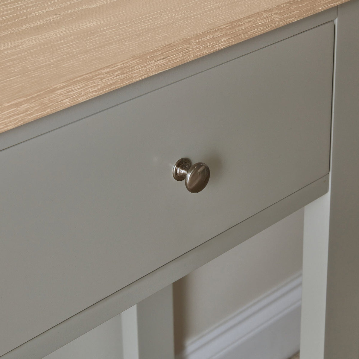 OUTLET - Chatsworth Linen Grey 2 Drawer Console Table - 90cm