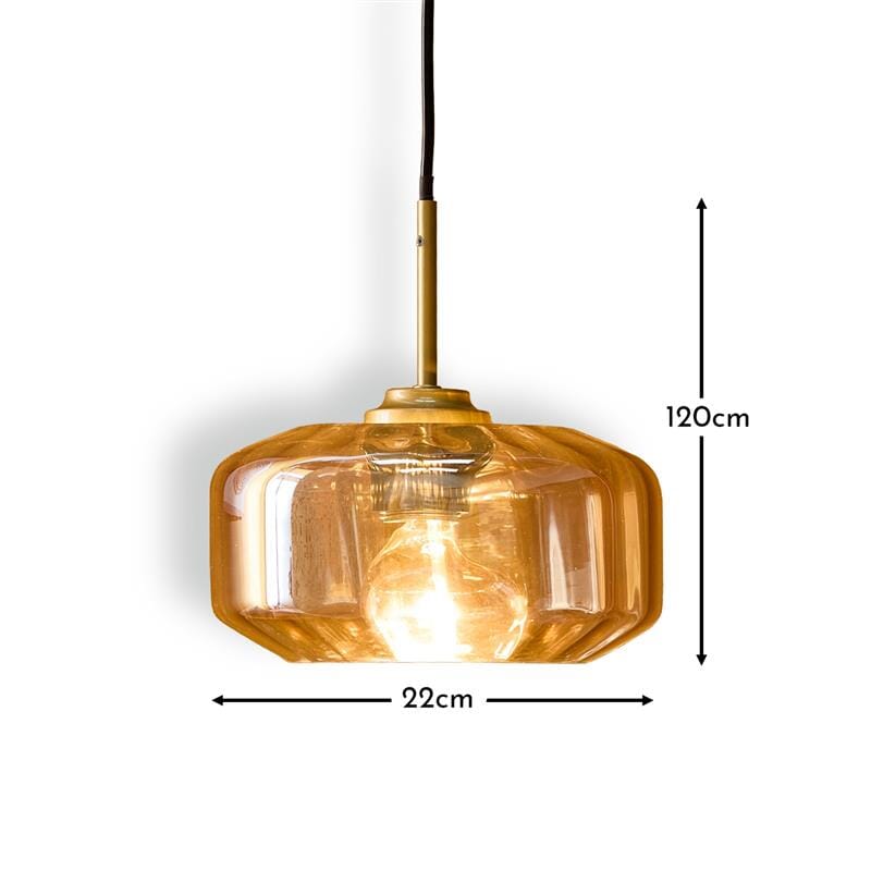Carrick 22cm Glass Pendant Light - Gold