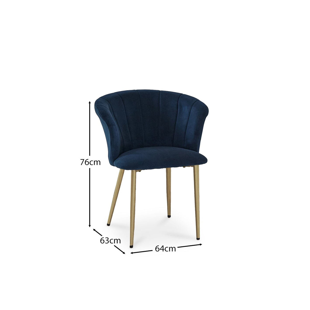 OUTLET - Cleo Ink Blue Dining Chairs - Set of 2 - Gold Legs