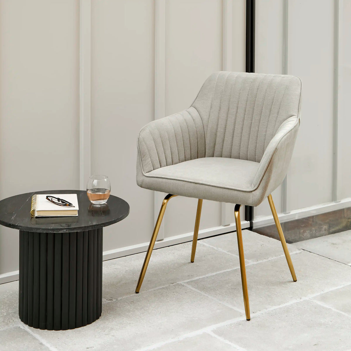 Darcy Office Swivel Chair - Soft Beige with Gold legs