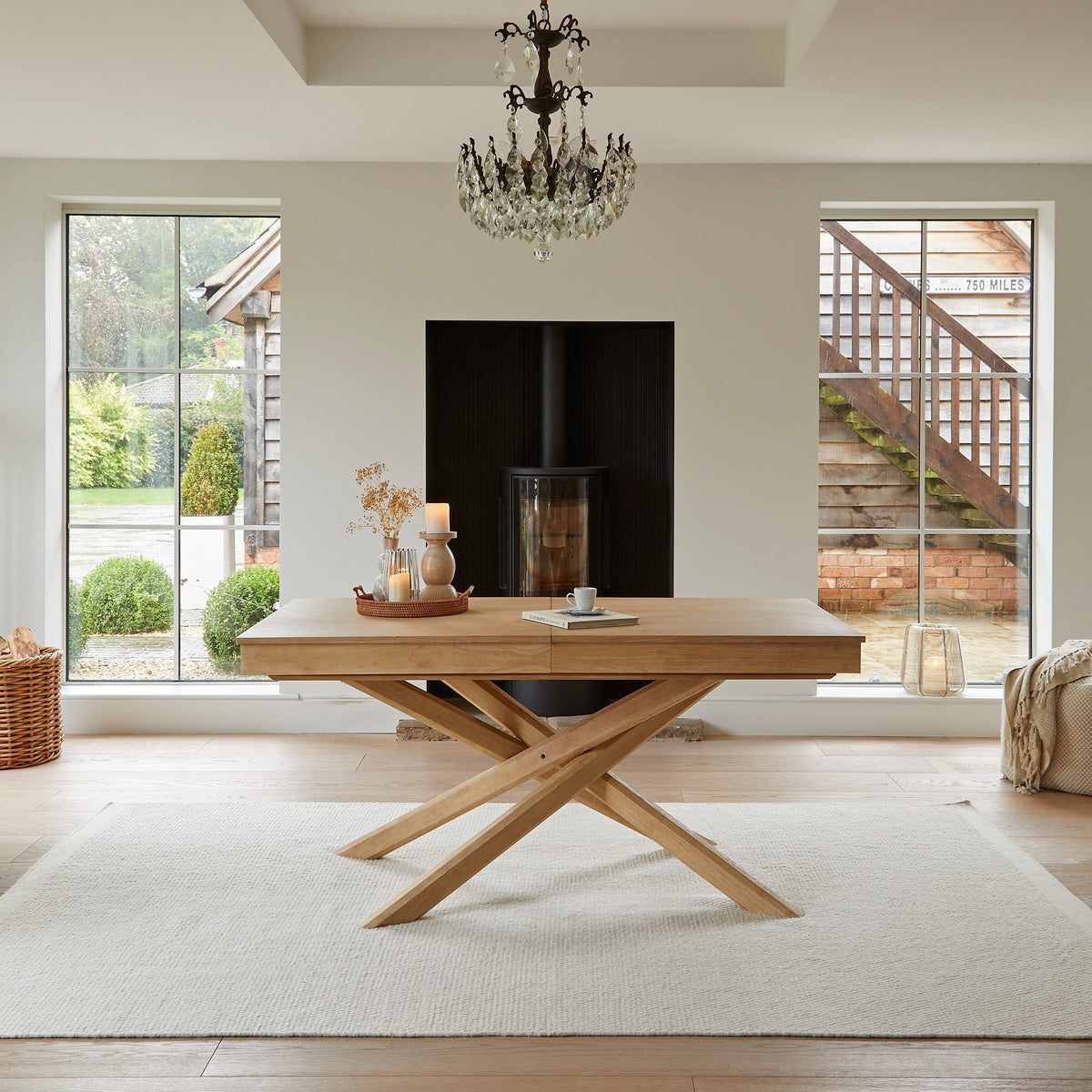 Amelia Whitewash Extending Dining Table Set - 6 Seater - Bella Cloud Grey Dining Chairs - Whitewash Legs